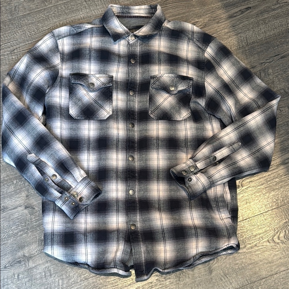 Grizzly Mountain Plaid Snap Button Down Mens Long Sleeve Flannel